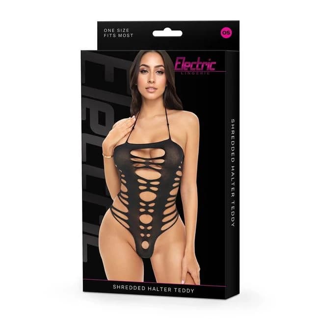 Electric Lingerie Shredded Halter Teddy O/s - Image 1