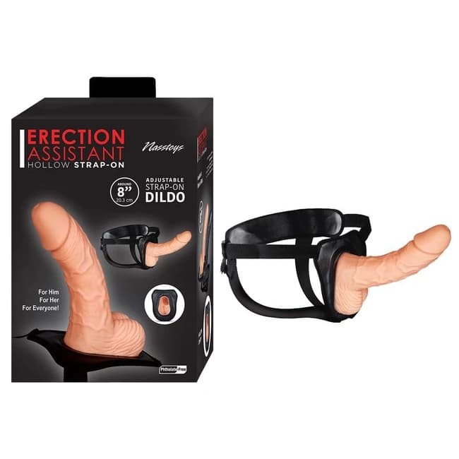 ERECTION ASSISTANT HOLLOW STRAP-ON 8IN WHITE  - Image 1