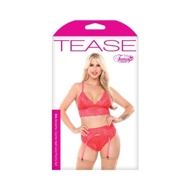 Erin Bralette,garterbelt/panty Pink L/xl - Image 1
