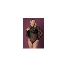 Euro Lux Long Sleeve Playsuit Blk, image 1