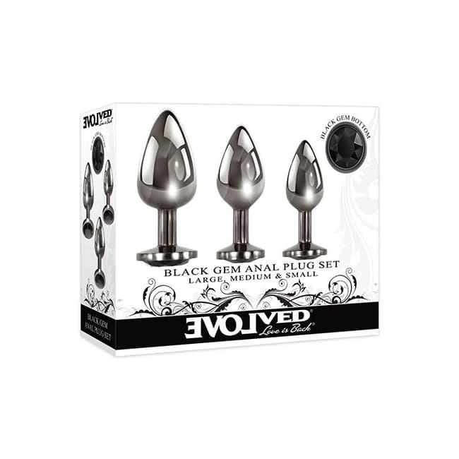 EVOLVED GEM BLACK ANAL PLUG SET  - Image 1