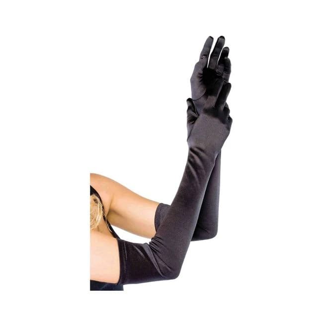 Extra Long Satin Gloves O/s Black - Image 1