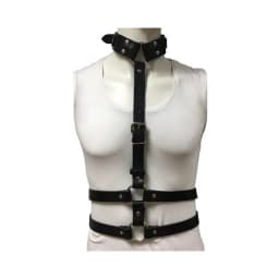 Female Chest Harness with Choker - Black, image 2