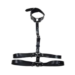 Female Chest Harness with Choker - Black, image 3