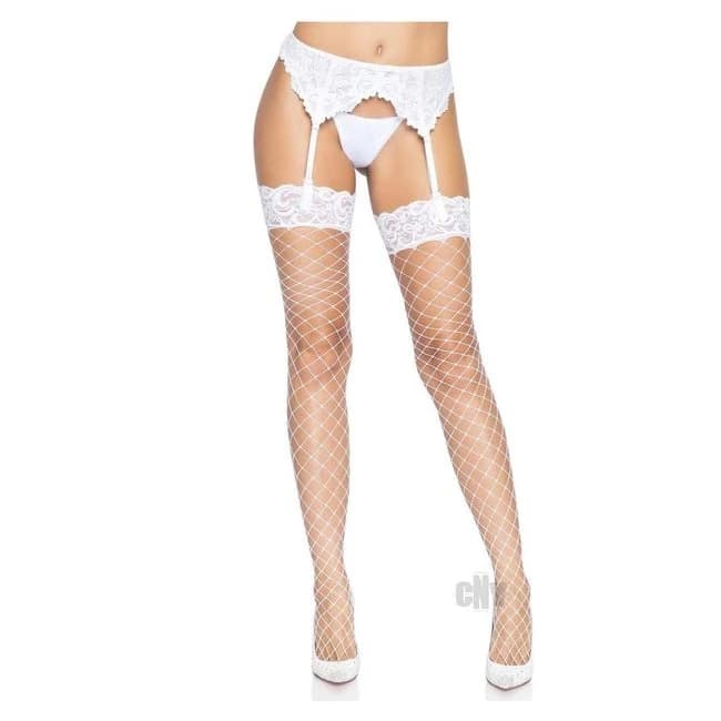 Fence Net Stocking Lace Top Os Wht - Image 1