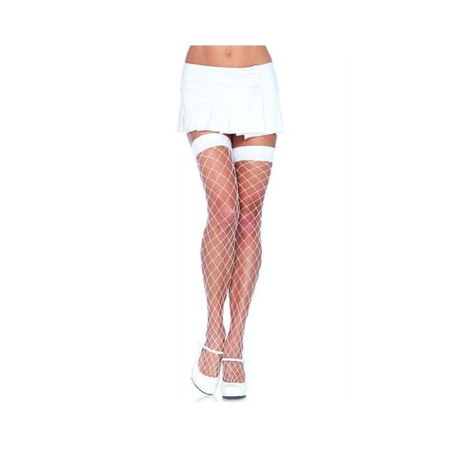 Fence Net Thigh High Stockings O/s White - Image 1