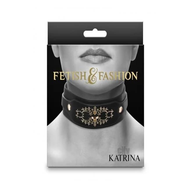 Fetish Fashion Katrina Collar Blk/gld - Image 1