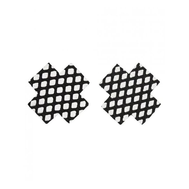 Fishnet Cross Pasties Single Use Black O/s - Image 1