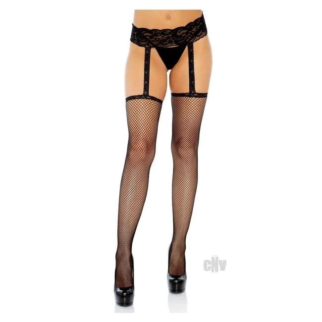 Fishnet Garterbelt Stocking Plus  Blk - Image 1