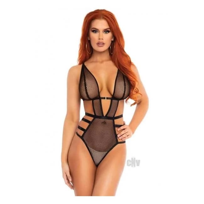 Fishnet Gstring Teddy Sm Black - Image 1