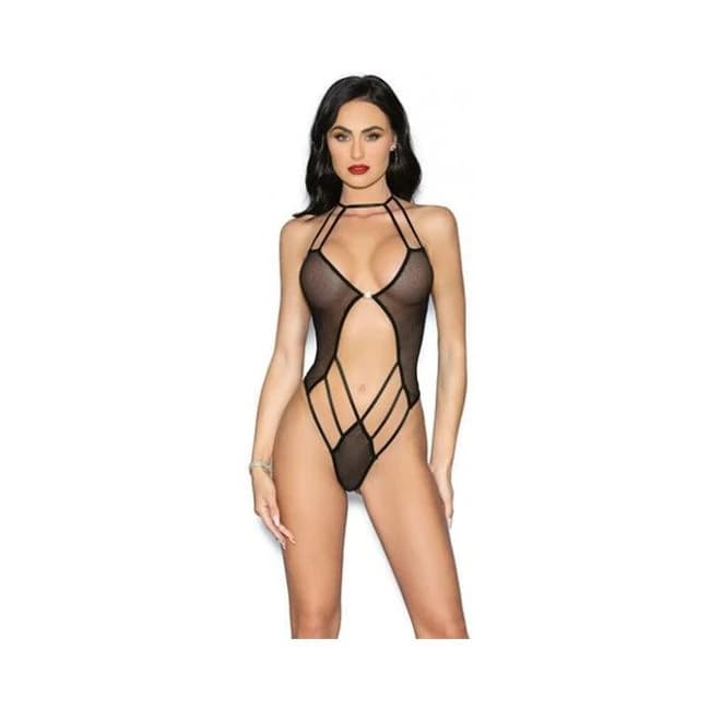 Fishnet Teddy W/jewel Detail Black O/s - Image 1