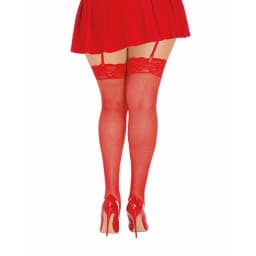 Fishnet Thigh Highs W/ Lace Top Red Q/s - Image 4