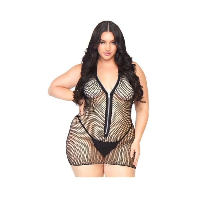 Fishnet Zip Up Halter Mini Dress. - Image 1