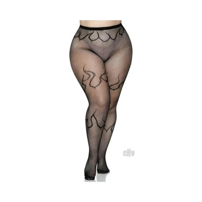 Flame Net Tights 1x/2x Black - Image 1