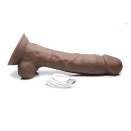 Fleshstixxx 8in Vibrating Dildo W/ Balls Dark, image 5