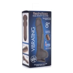 Fleshstixxx 8in Vibrating Dildo W/ Balls Dark, image 7