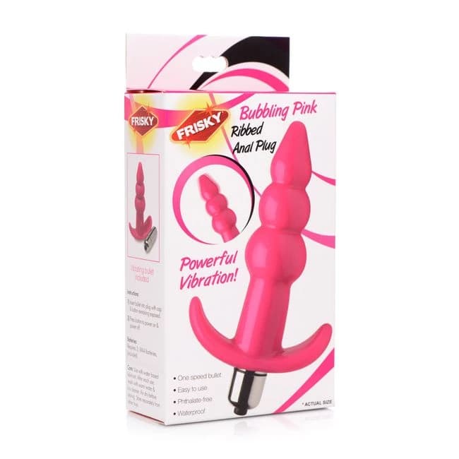 Frisky Bubbling Pink Ribbed Anal Plug - Image 1