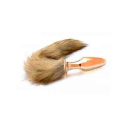 Frisky Orange Glass Butt Plug w/ Fox Tail, image 2