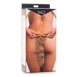 Frisky Orange Glass Butt Plug w/ Fox Tail, image 5
