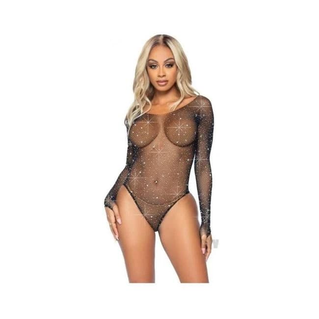 Galaxy Star Rhinestone Bodysuit Os Blk - Image 1