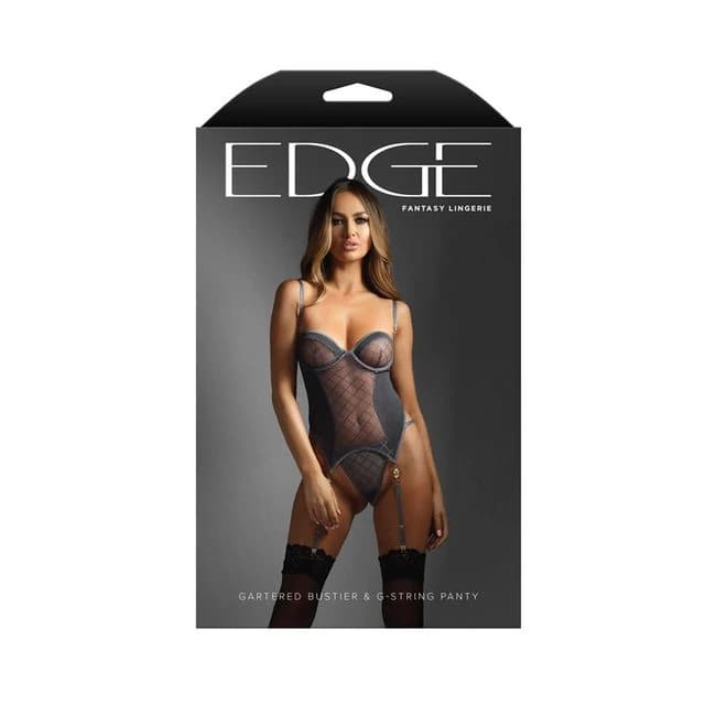 Gartered Bustier & G-string Panty L/xl - Image 1