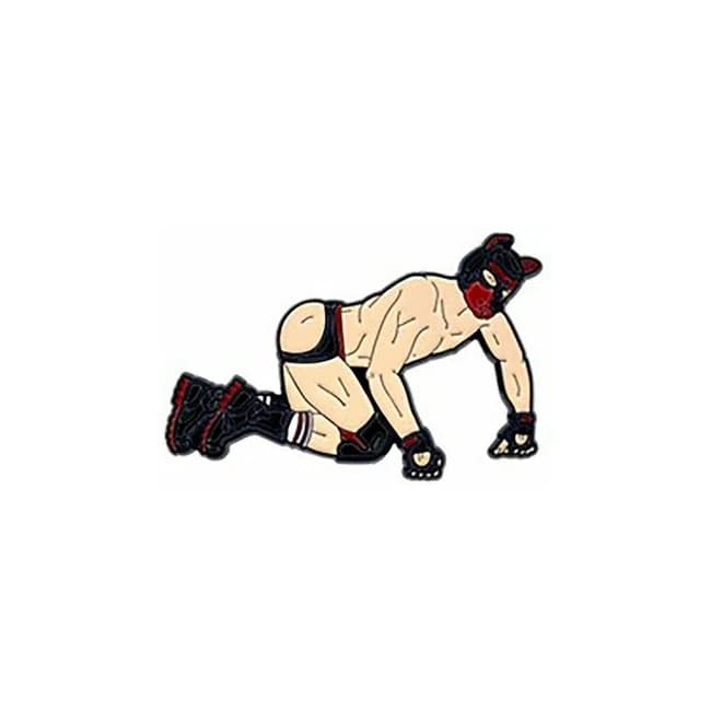 Geeky & Kinky Pup Boy Enamel Pin - Image 1
