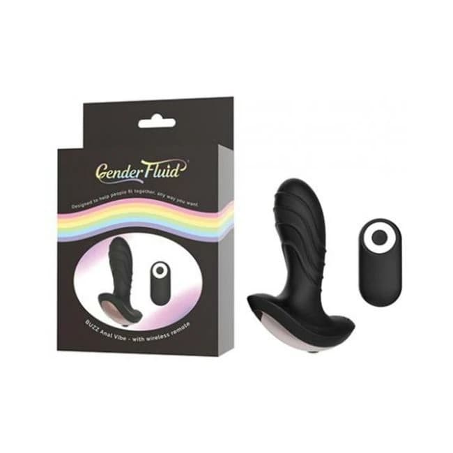 Gender Fluid Buzz Anal Vibe W/remote - Black - Image 1