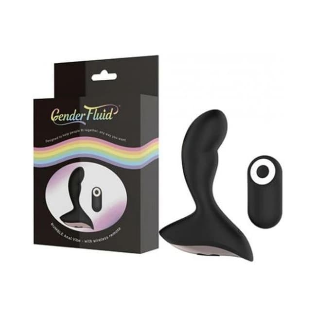 Gender Fluid Rumble Anal Vibe W/remote - Black - Image 1