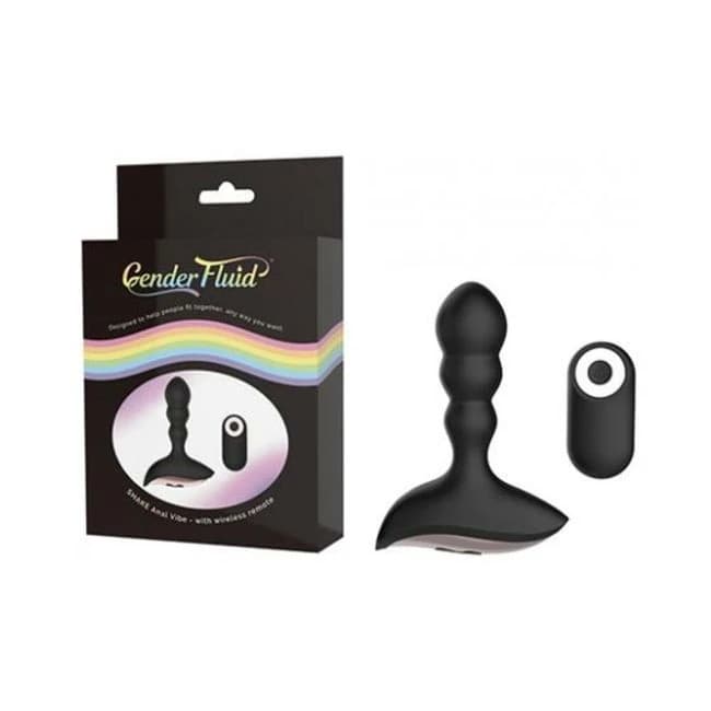 Gender Fluid Shake Anal Vibe W/remote - Black - Image 1