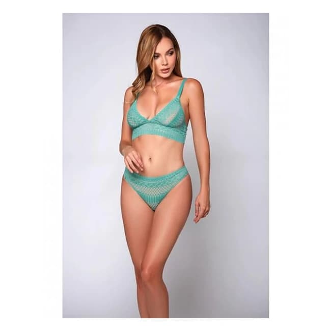Geometric Lace Bralette & Hipster Teal - Image 1