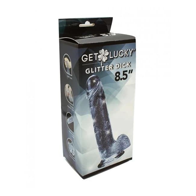 Get Lucky 8.5" Real Skin Glitter Dick - Clear - Image 1