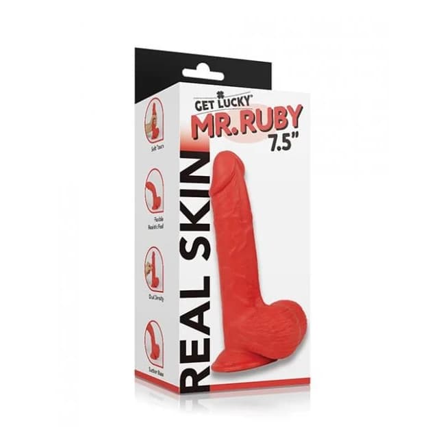 Get Lucky Mr. Ruby 7.5" Dual Layer Dong - Image 1