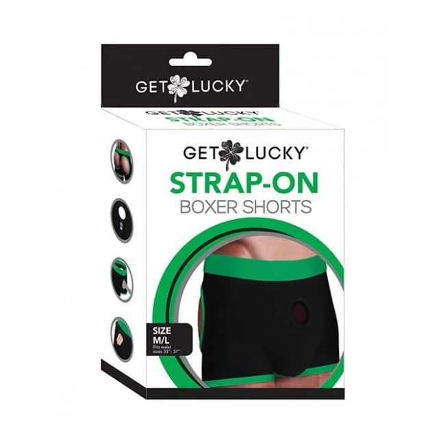Get Lucky Strap on Boxers - M-l Black/green - Image 1