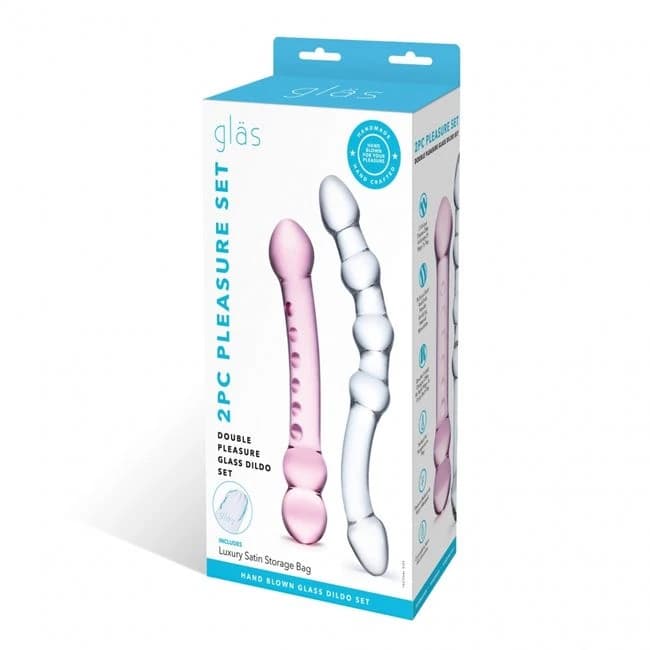 Glas 2 Pc Double Pleasure Glass Dildo Set - Image 1