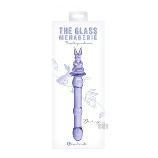 Glass Menage Rabbit Dildo Purple - Image 1