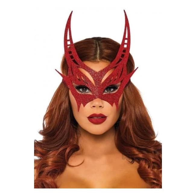 Glitter Devil Mask Os Red - Image 1