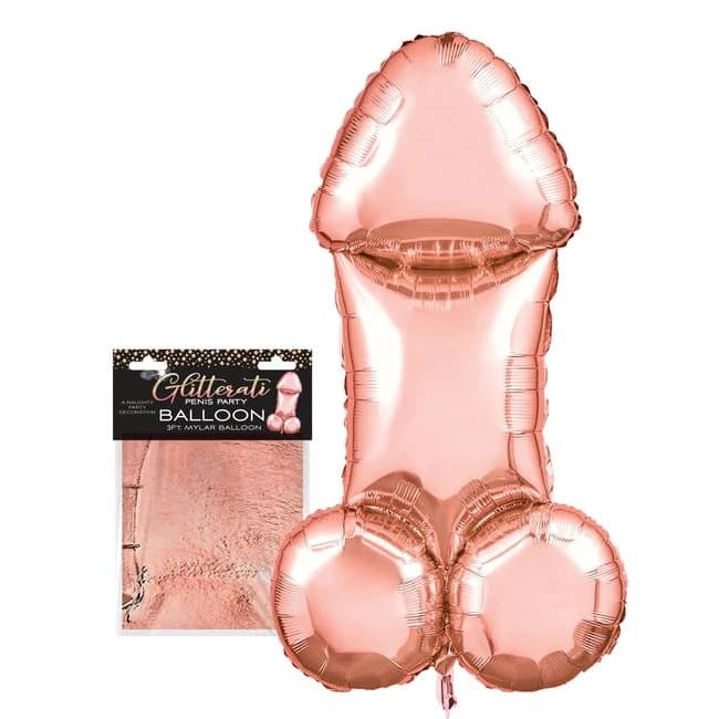 Glitterati 3ft Rose Gold Penis Mylar Balloon - Image 2