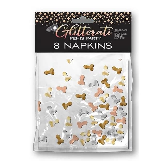 Glitterati Penis Party Napkins - Pack of 8 - Image 1