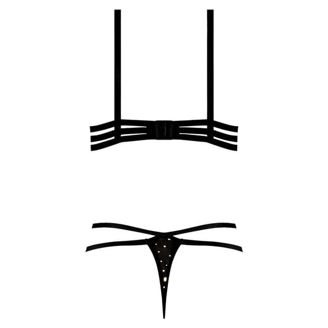 Glitz & Glam Bra & Thong Set Black S/m - Image 1