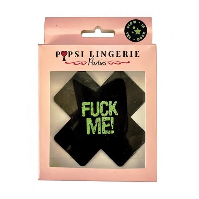 Glow in the Dark Fuck Me Pasties - Black O/s - Image 1