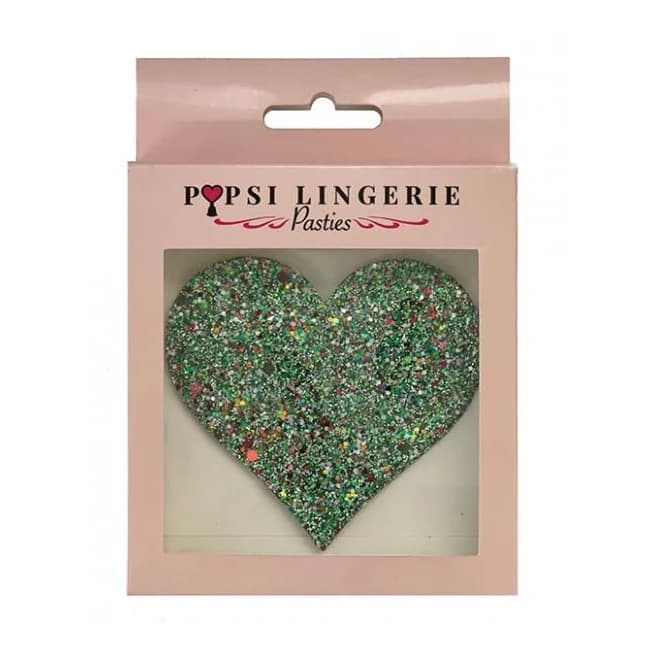Glow in the Dark Glitter Heart Pasties - O/s - Image 1