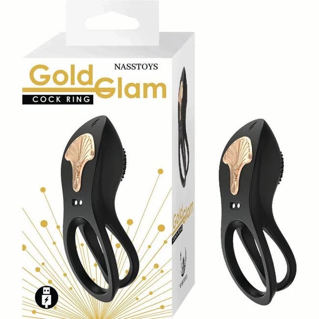 Gold Glam Cockring Black - Image 1