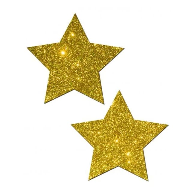 Gold Glitter Rock Star Pasties O/s - Image 1