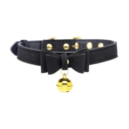 Golden Kitty Cat Bell Collar - Black/gold, image 2
