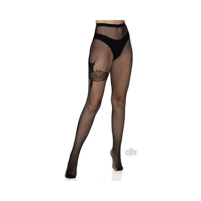 Gunslinger Garter Diamond Tights Os Blk - Image 1
