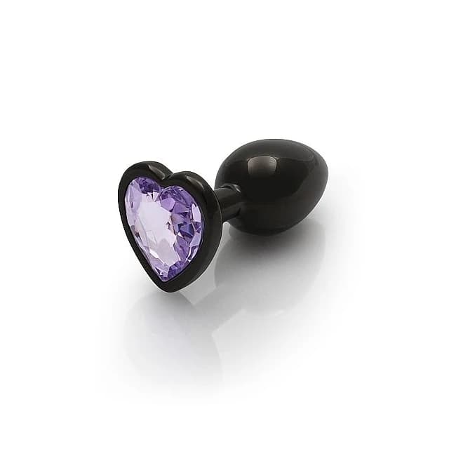 HEART GEM BUTT PLUG SMALL GUNMETAL AMETHYST  - Image 1