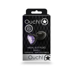 Heart Gem Butt Plug Gunmetal Amethyst, image 4