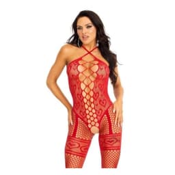 Heart Halter Bodystocking Garter Blk, image 2