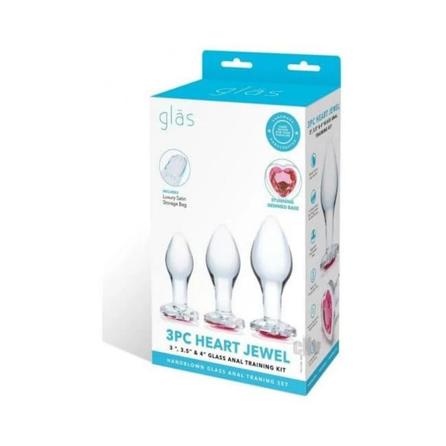 Heart Jewel Glass Anal Training 3pc Clr - Image 1
