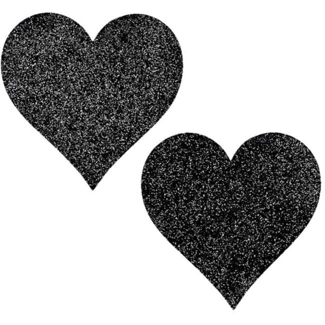 Heart Shaped Glitter Pasties Black O/s - Image 1